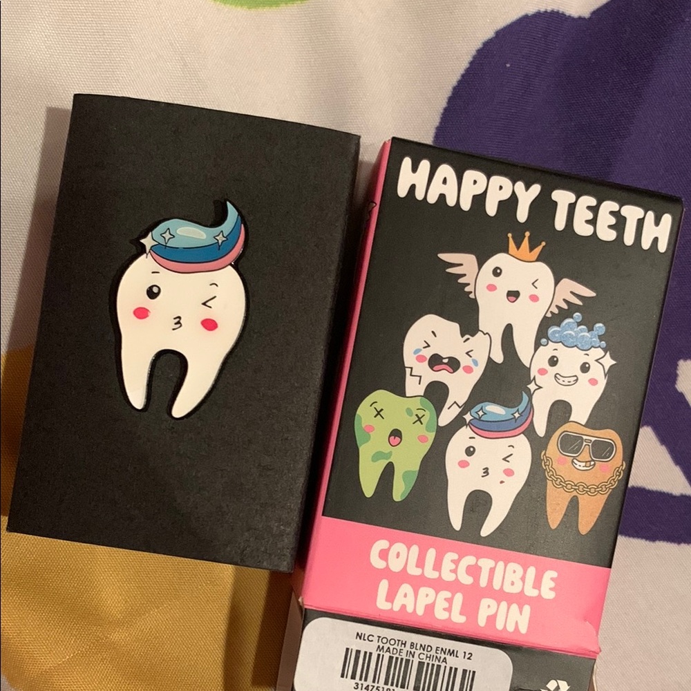 Happy Teeth Collectible Tooth Pin Toothpaste Enamel Pin